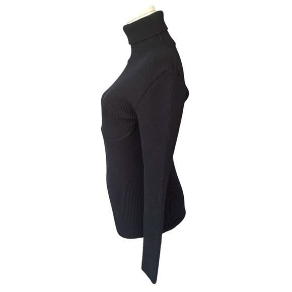 Balenciaga Ribbed‎ Underwire Turtleneck Sweater Black Size FR 38 - Picture 2 of 7